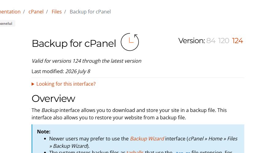 Full Backup section in the official cPanel documentation