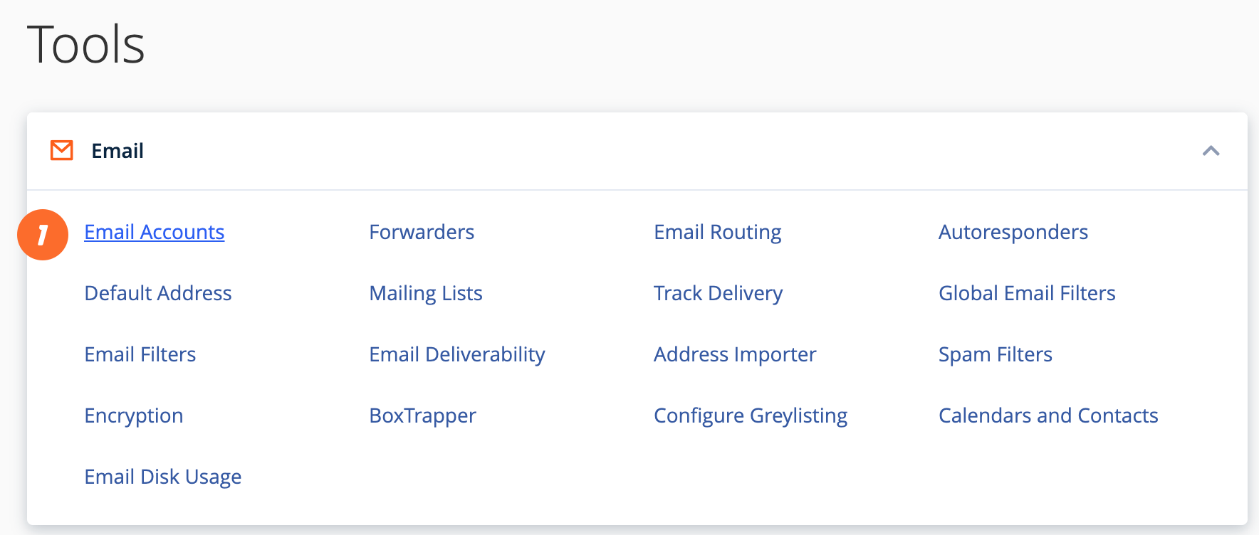 Email group in cPanel with the Email Accounts link