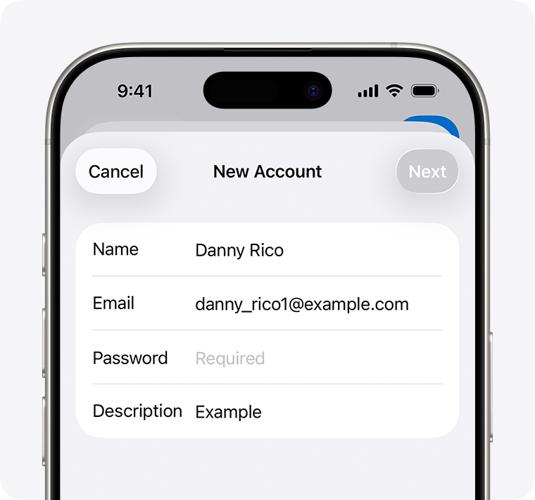 Add an email account manually on iPhone