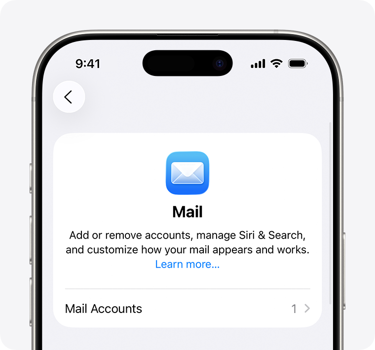 Apps and Mail path in iPhone Settings