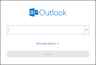 شاشة إدخال عنوان البريد وخيارات الإعداد المتقدم في Outlook