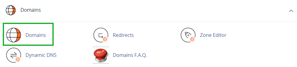 قسم Domains في لوحة cPanel وتحديد أداة Domains.