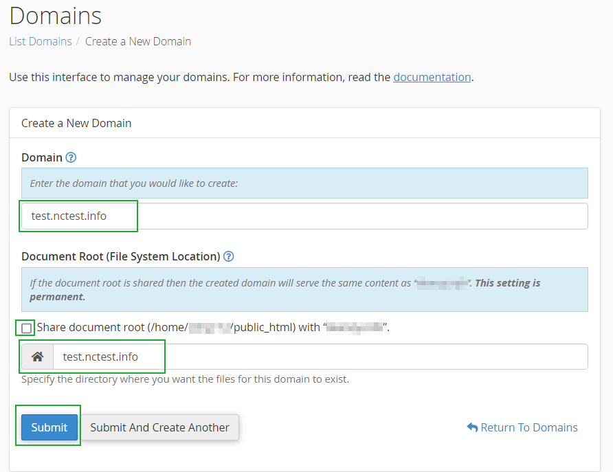 إنشاء وإدارة نطاق فرعي Subdomain